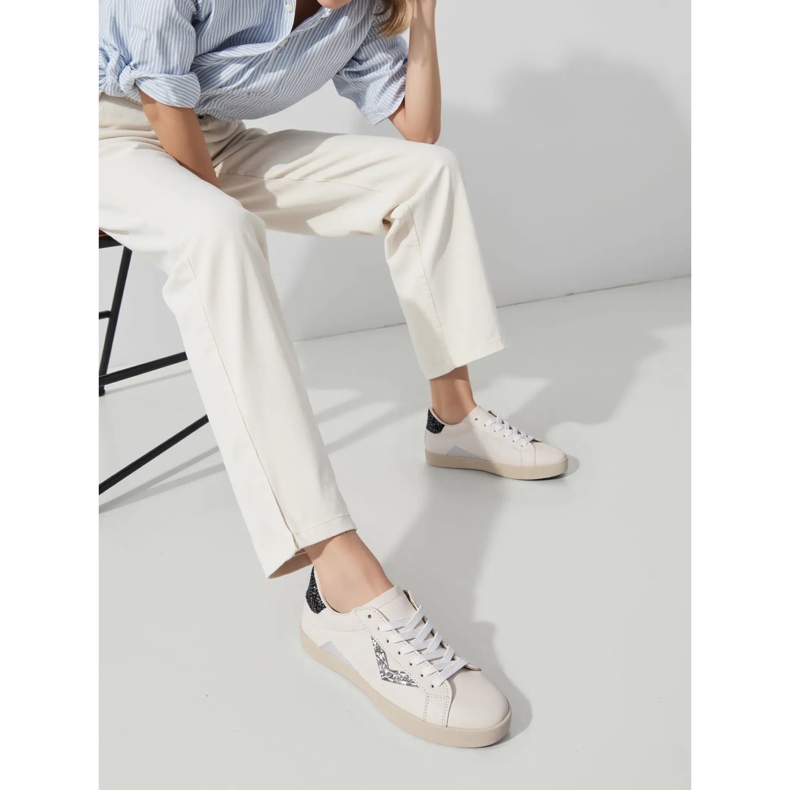 Ženske tenisice brokate srebrne umetke bijela 1