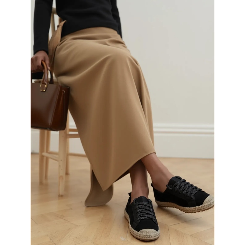 Ženske espadrilles noir čipka crna 1