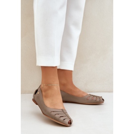 Zazoo 10009 udobna kožna ženska balerina tamna bež 2