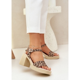 ZAZOO 40386 Ženske kožne sandale na smeđoj smeđoj boji leoparda smeđa 2