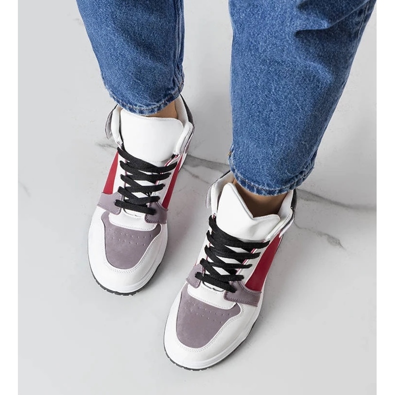 D/GMR Bijele i crvene visoke tenisice iz Elizabeth crvena 2