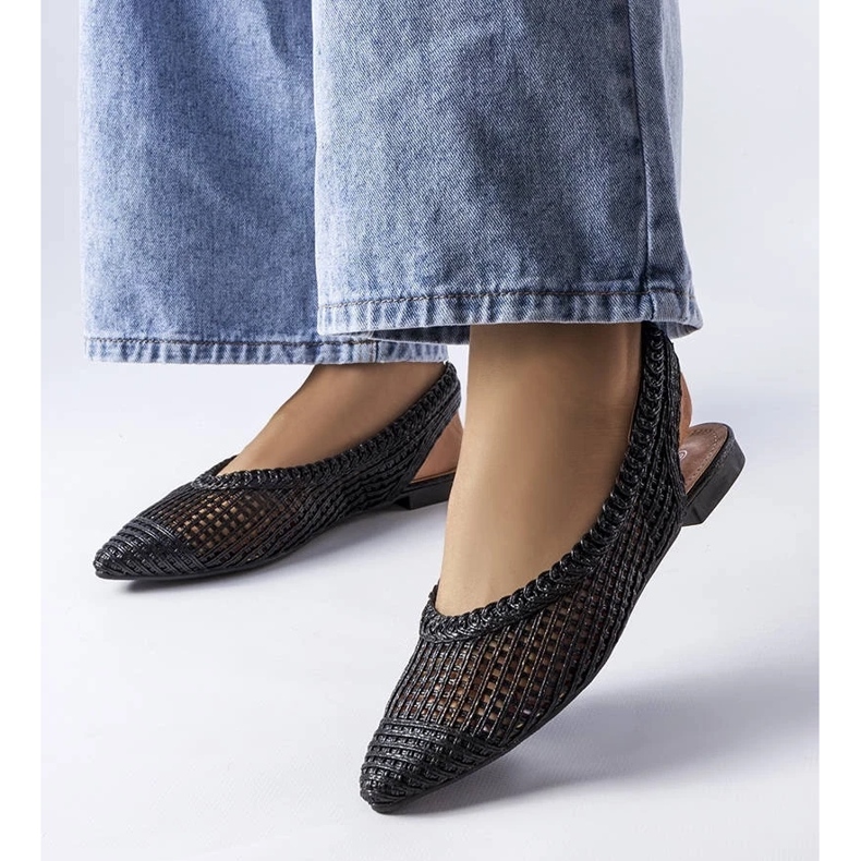 D/GMR Crne ažurne balerinke s otvorenom petom iz Maheua crno 2