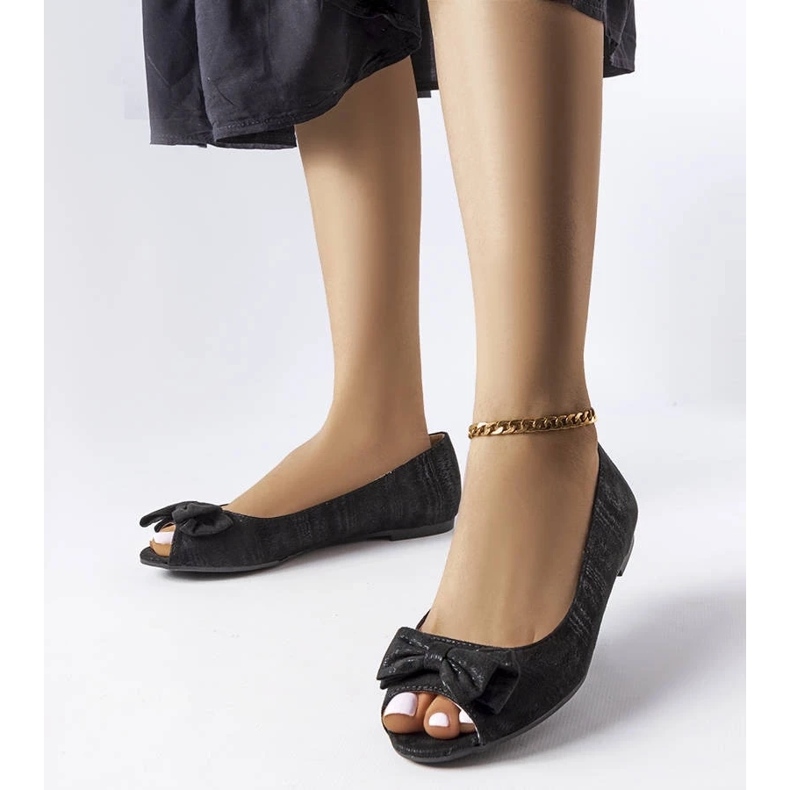 D/GMR Crne metalik balerinke s mašnom marke Hawk crno 1