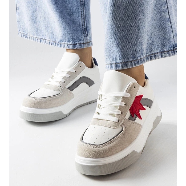 D/GMR Bijele tenisice s umetkom od eko brušene kože iz Kollinsa bijela 1