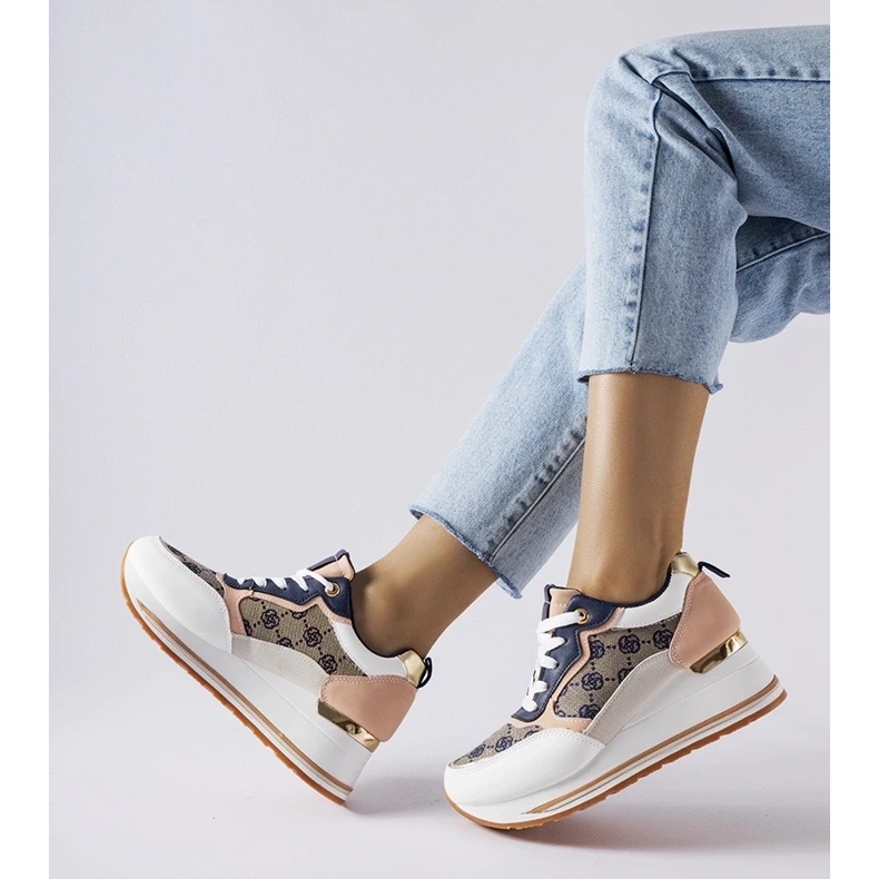 D/GMR Bijelo-ružičaste tenisice na wedge Rouxi bijela 2