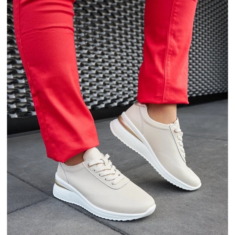 D/GMR Federico bež kožne tenisice na wedges 1