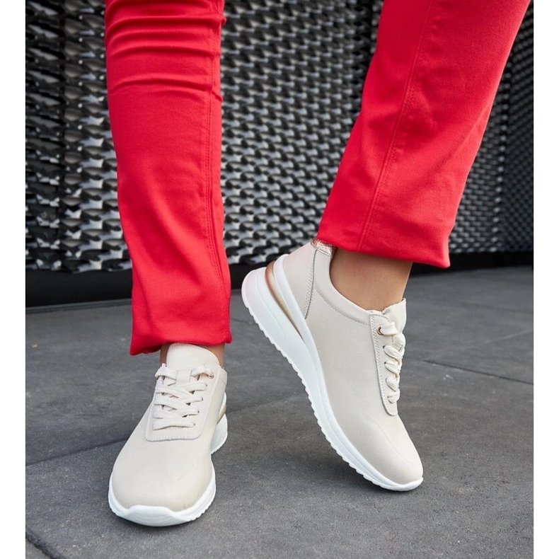 D/GMR Federico bež kožne tenisice na wedges 2