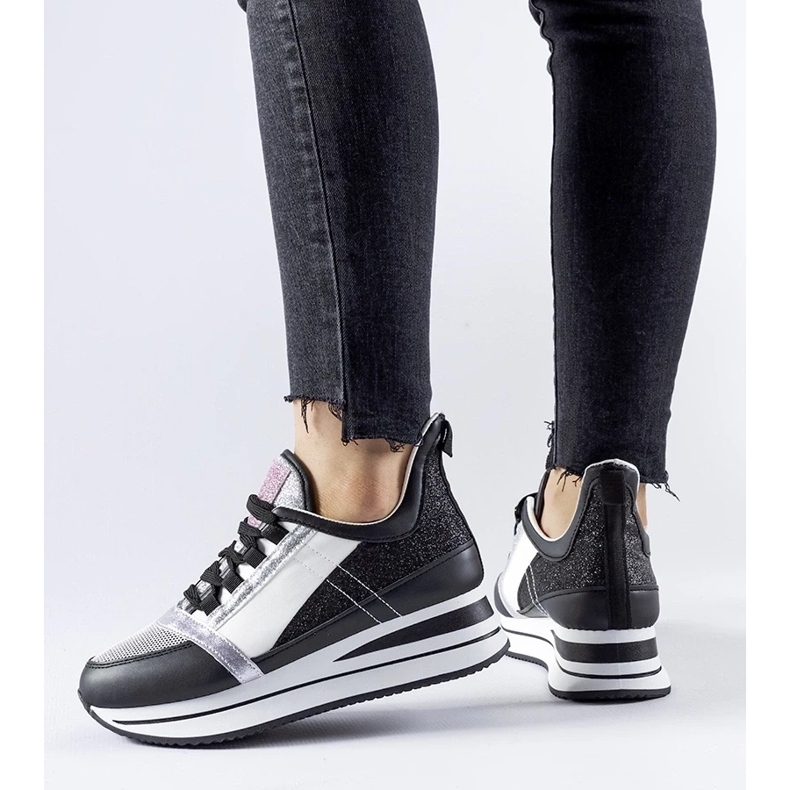 D/GMR Crne svjetlucave tenisice na Marce platformu crno 2