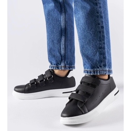 D/GMR Crne tenisice pričvršćene čičak paré - bijeli potplat crna 1