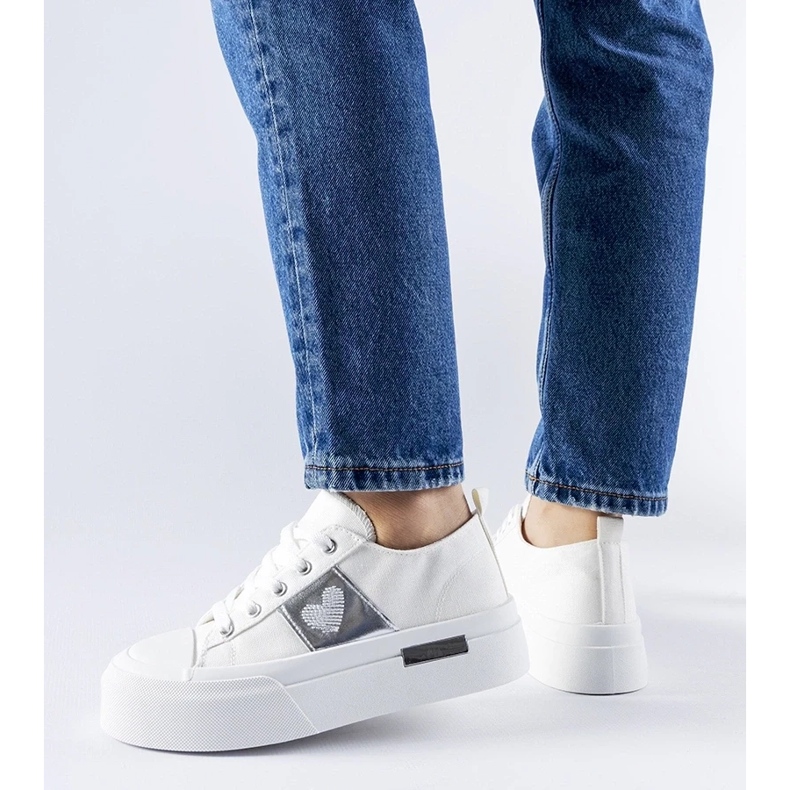 D/GMR Bijelo-srebrne Lawton tenisice s platformom bijela 1