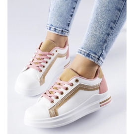 D/GMR Bijele i ružičaste tenisice na platformi Mayfield sa zlatnim elementima bijela 1