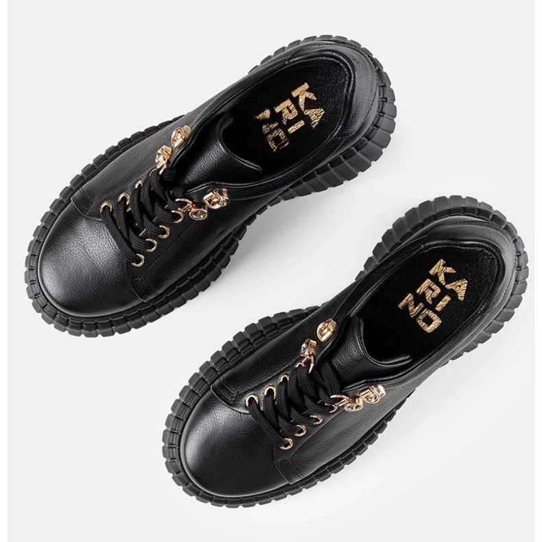 D/GMR Crne kožne tenisice na karino platformi crno 2