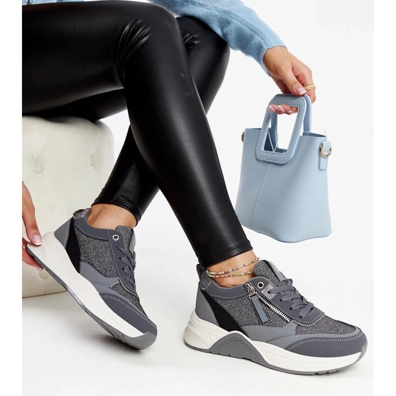 D/GMR Sive sjajne tenisice na platformi Makda siva 1