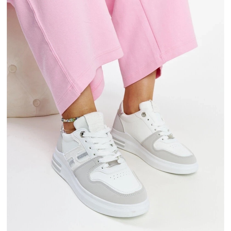 D/GMR Bijelo sive tenisice na platformi Negisti bijela 1