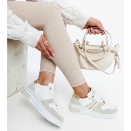 D/GMR Bijelo-bež tenisice na platformi Negisti bijela 2