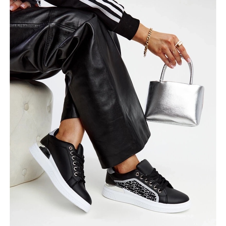 D/GMR Crne platform tenisice sa Fekete šljokicama crna 2