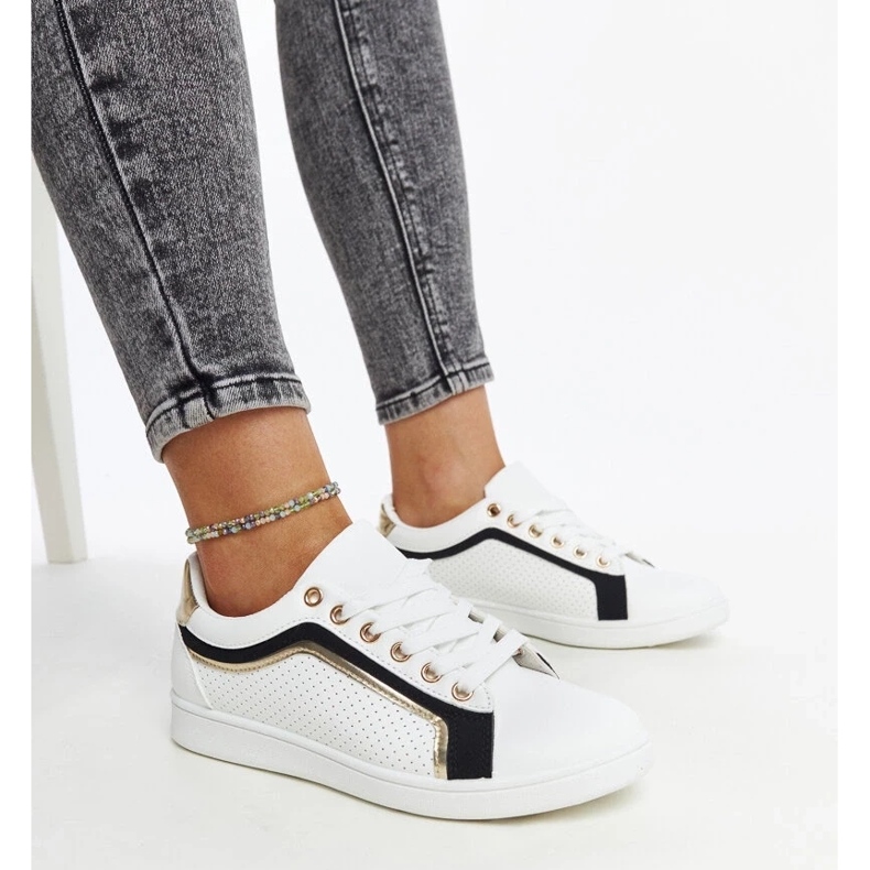 D/GMR Bijelo-crne tenisice na Amala platformi bijela 2