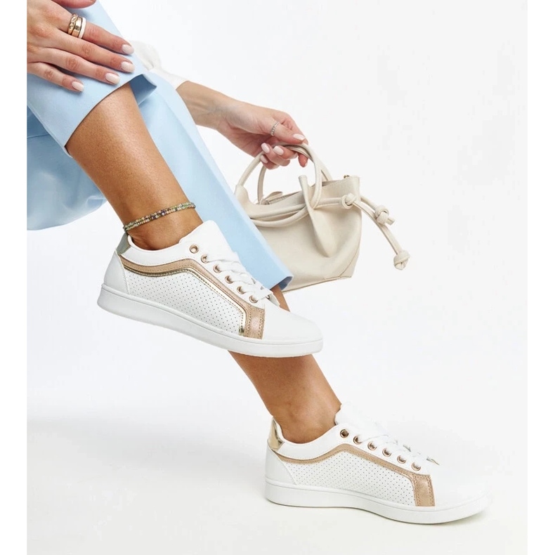 D/GMR Bijelo zlatne Amala tenisice s platformom bijela 2