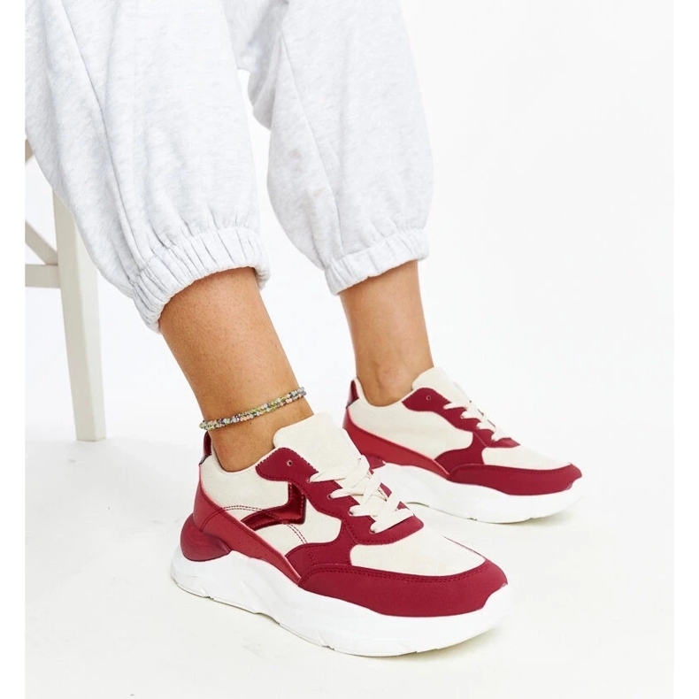 D/GMR Bež i crvene tenisice na platformi Nereida crvena 2