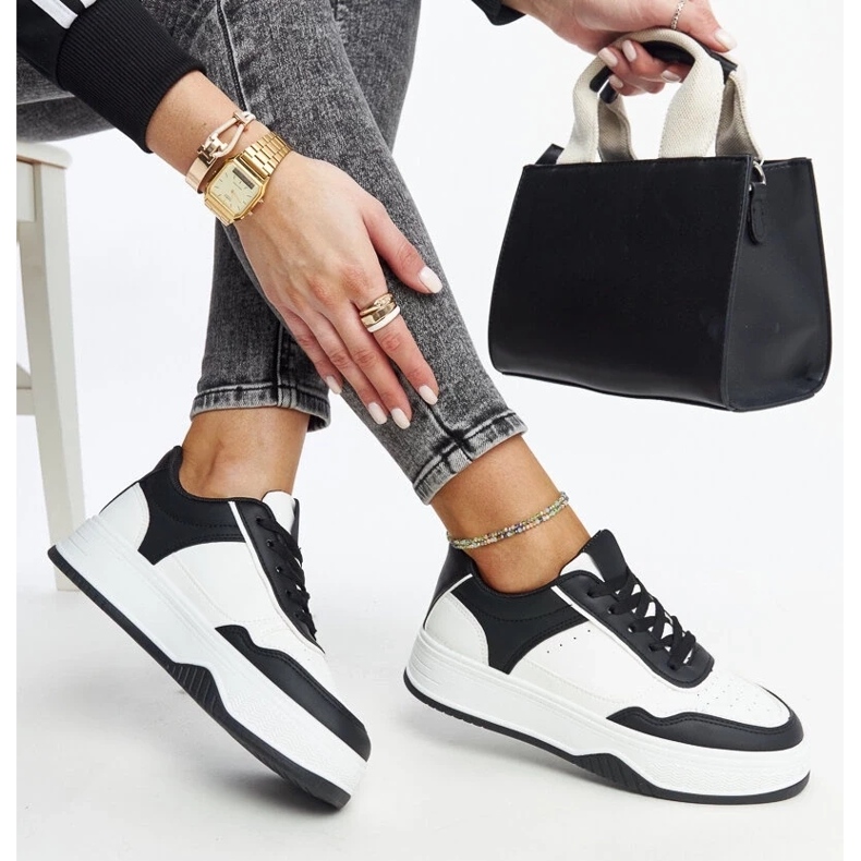 D/GMR Bijelo-crne tenisice s debelim Rumai đonom bijela 2