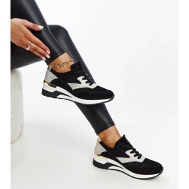 Crne kožne tenisice na klinu Manfrin crno 2