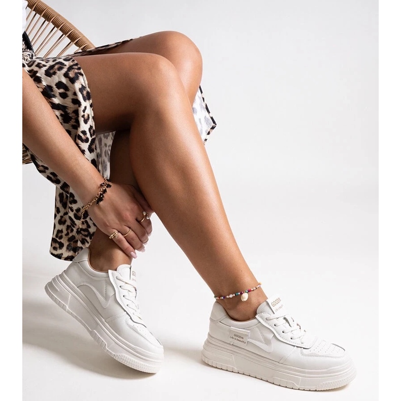 Bež kožne tenisice na debelom ariji potplata 2