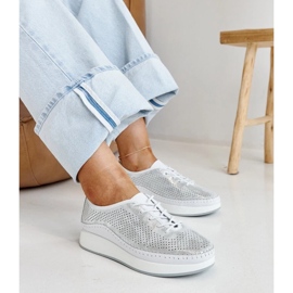 Srebrne kožne tenisice na platformi Amana srebro 1