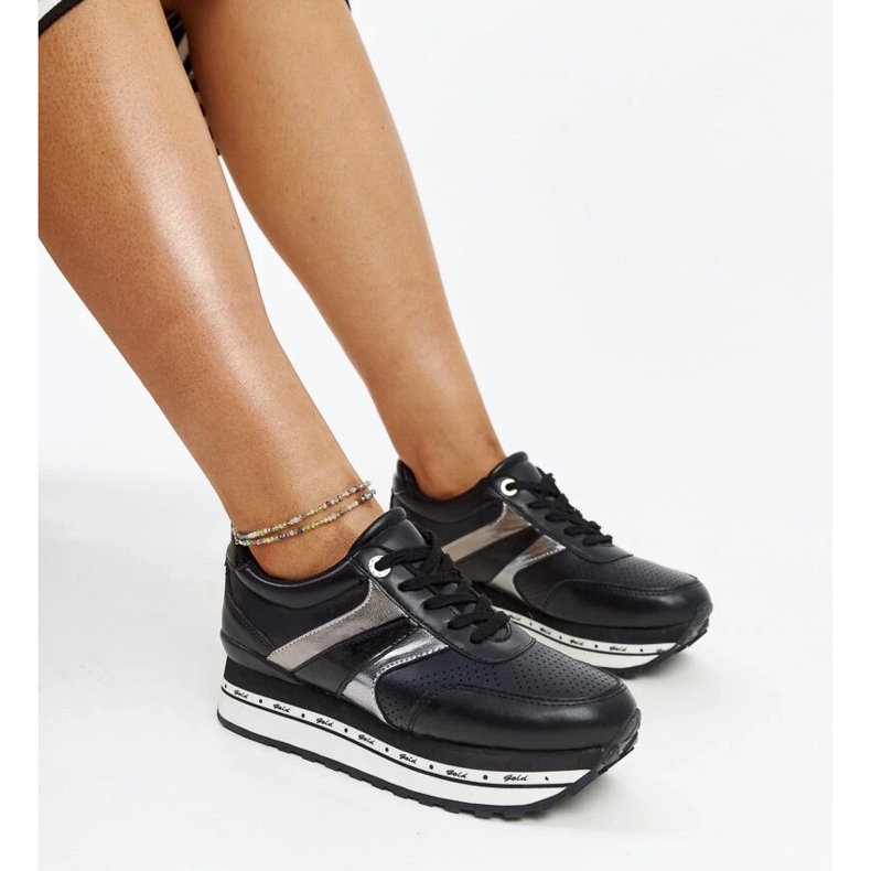 Crne tenisice na visokom potplatu Meharija crna 1