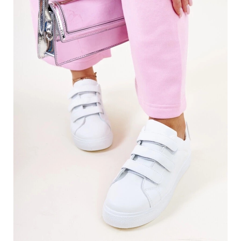 Bijelo-srebrne Samala tenisice na čičak bijela 2