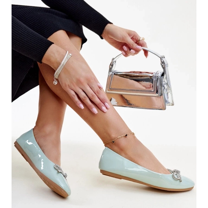 Zelene lakirane balerinke s ukrasnom mašnom iz Totanija zelena 2