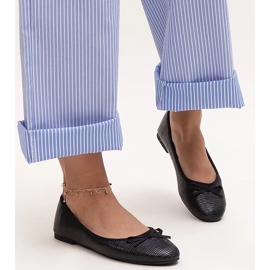 Crne balerinke s mašnom i kožnim umetkom Rosaly crno 1