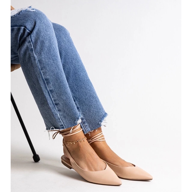 D/CEO Bež balerinke na vezanje od eko kože Batra 2