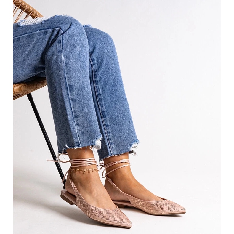 D/CEO Safine ružičaste balerinke na vezanje sa kamenčićima ružičasta 2