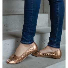 D/CEO Lore zlatne ažur balerinke s otvorenim prstima zlatna 2