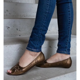 D/CEO Smeđe ažurne balerinke s otvorenim prstima iz Ursulla smeđa 2