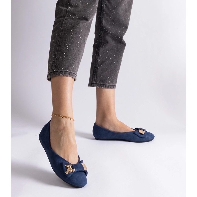 D/CEO Mornarsko plave balerinke ukrašene Esdras mašnom i brošem 2