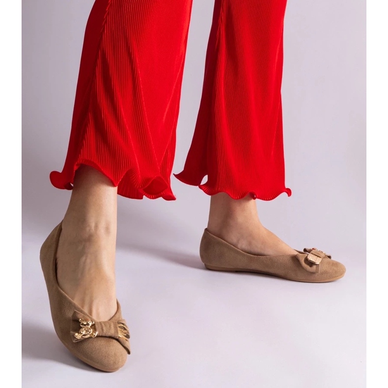 D/CEO Smeđe balerinke ukrašene mašnom i Esdras brošem smeđa 2