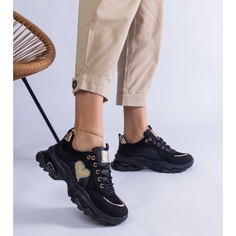 D/CEO Crne tenisice na platformi s Martinez srcem crno 2