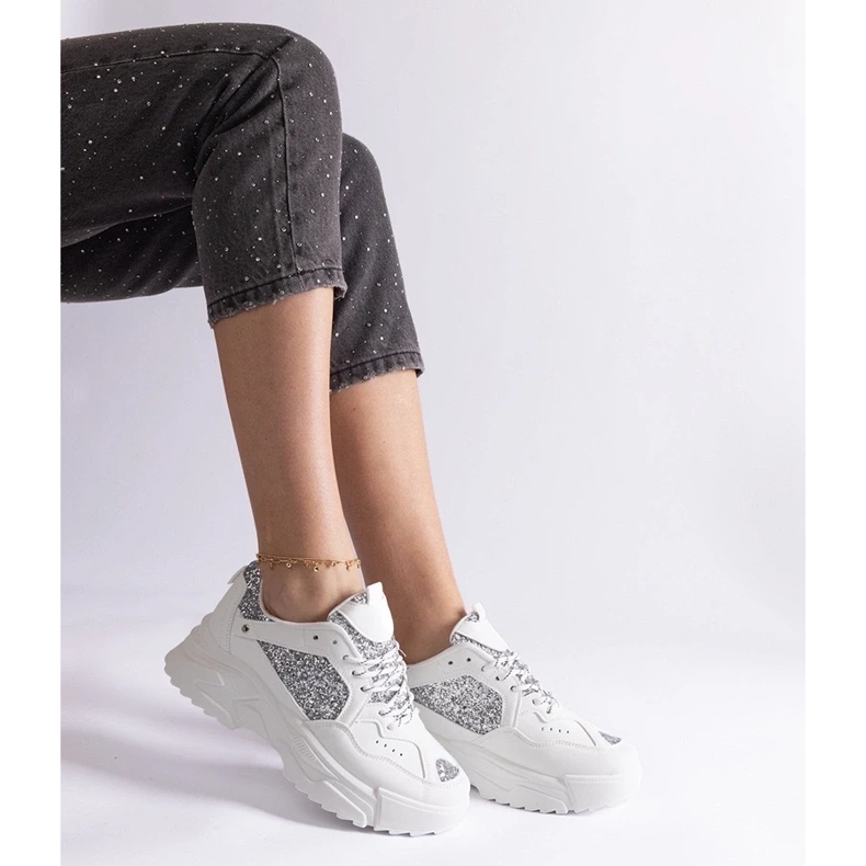 D/CEO Bijele ženske tenisice sa svjetlucavim umetcima Caraballo bijela 2