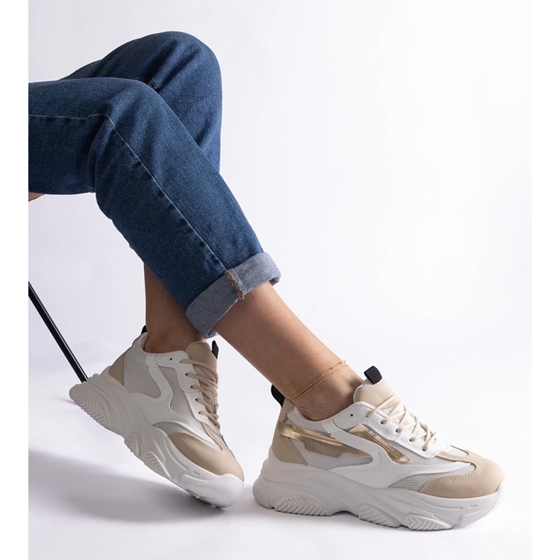 D/CEO Bež i zlatne ženske tenisice Milenka 1