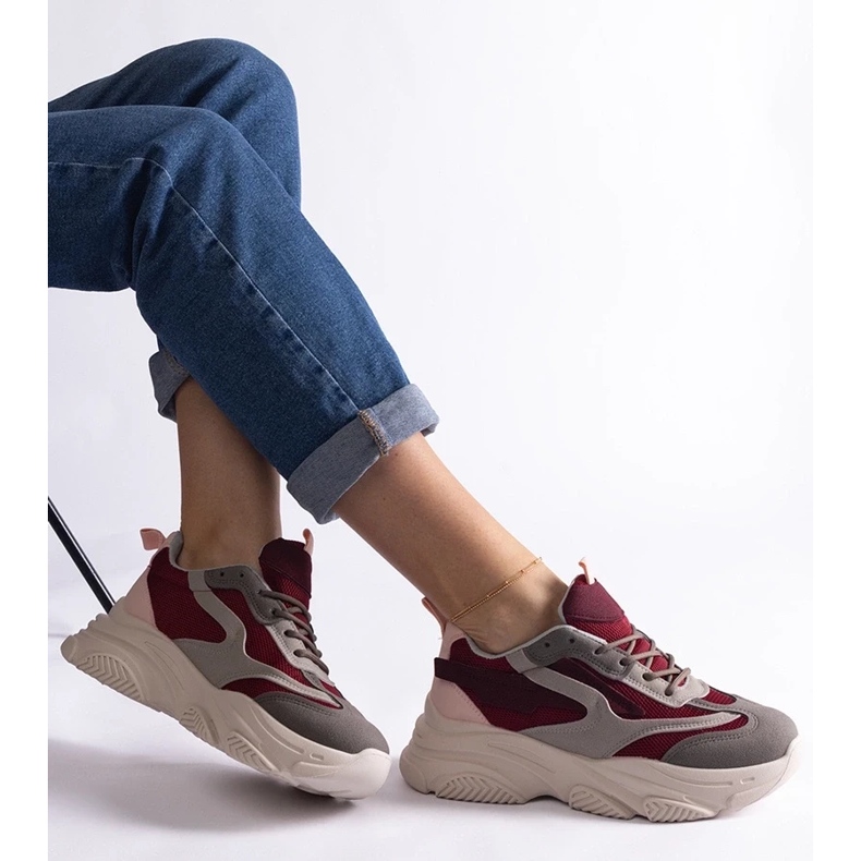 D/CEO Kestenjaste i sive ženske tenisice Milenka crvena 2