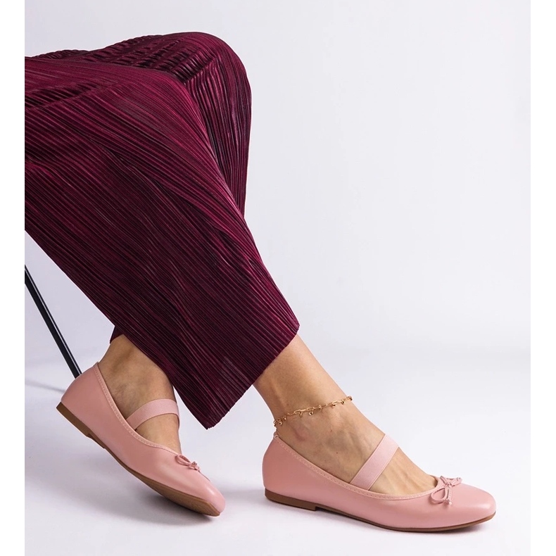 D/CEO Ružičaste balerine s elastičnim trakom i ukrasnim Newton Bowom ružičasta 2