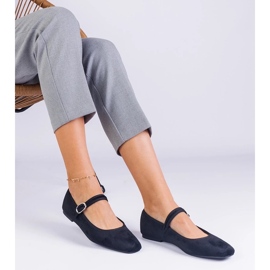 D/CEO Crne balerine s elastičnom trakom i četvrtasti nos Averina crna 2