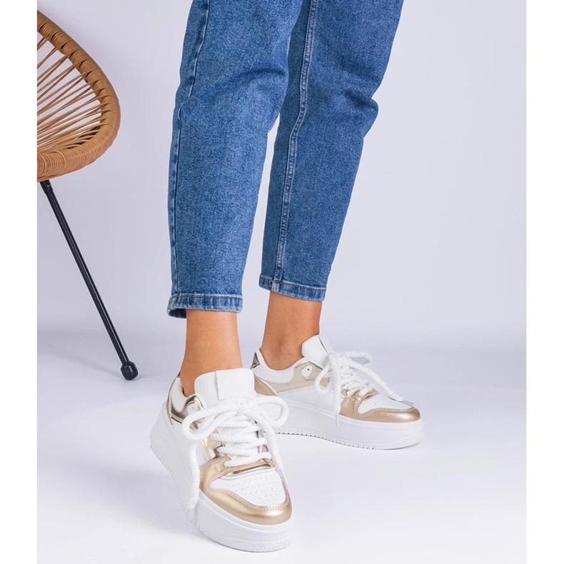 D/CEO Bijele i zlatne tenisice na ivalda platformi zlatna 2