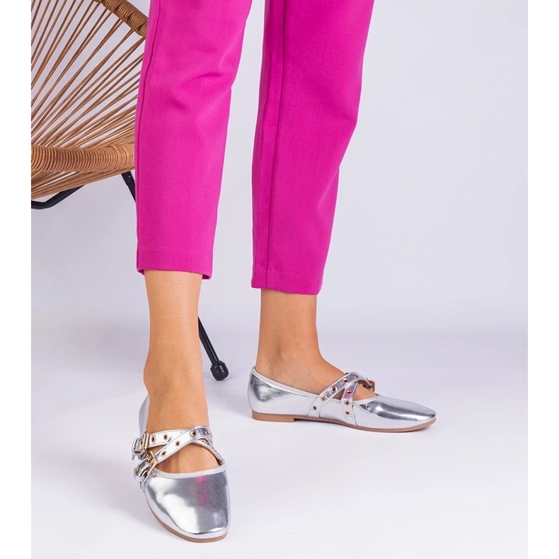 D/CEO Srebrne eko -balerine ukrašene kopčama Emmarino srebro 2