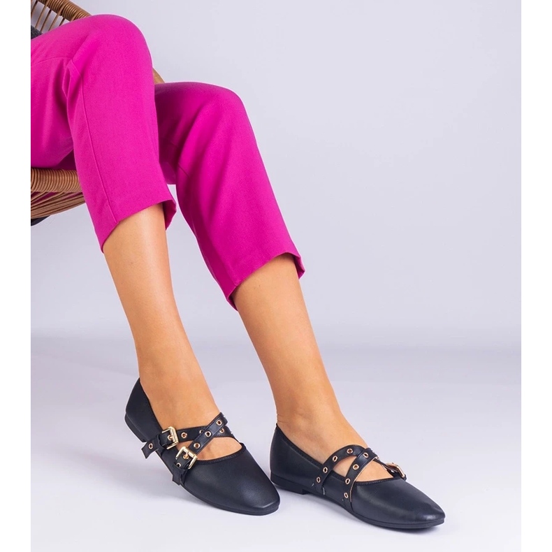 D/CEO Crne balerine izrađene od eko -odleta ukrašene kopčama Emmarino crna 1