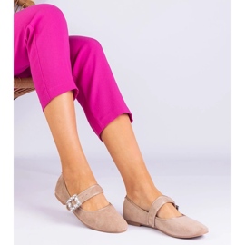 D/CEO Bež balerine ukrašene kopčom s demetra kristalima 1