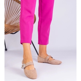 D/CEO Bež balerine ukrašene kopčom s demetra kristalima 2