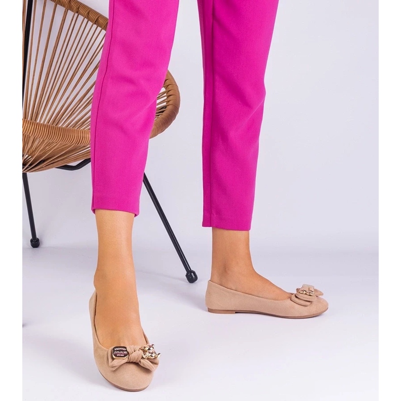 D/CEO Bež klasični balerine s masolom lukom 2