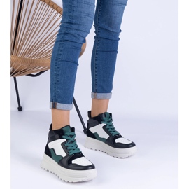 Crno -bijele ženske sportske tenisice na platformi crna 1